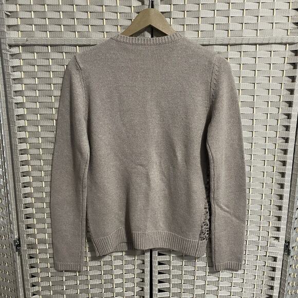 Ann Taylor Sequin Front Angora Cardigan Size M Taupe Wool Blend Snap Front NEW - Picture 3 of 10